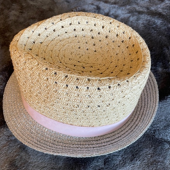 Catimini Ear-topped Straw Hat in beige pink and silver size 2-3T (49cm) - Picture 2 of 4